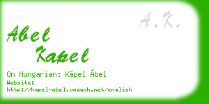 abel kapel business card